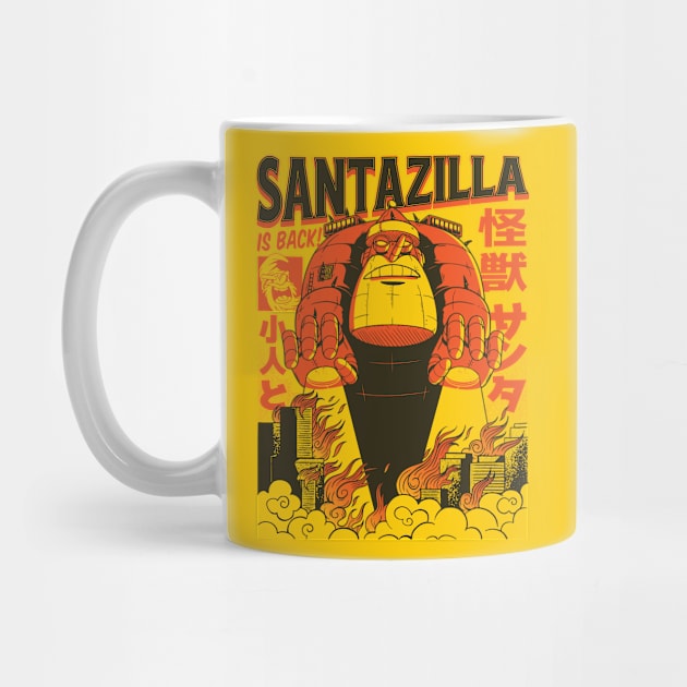 Santazilla // Funny Japanese Santa Kaiju Monster by SLAG_Creative